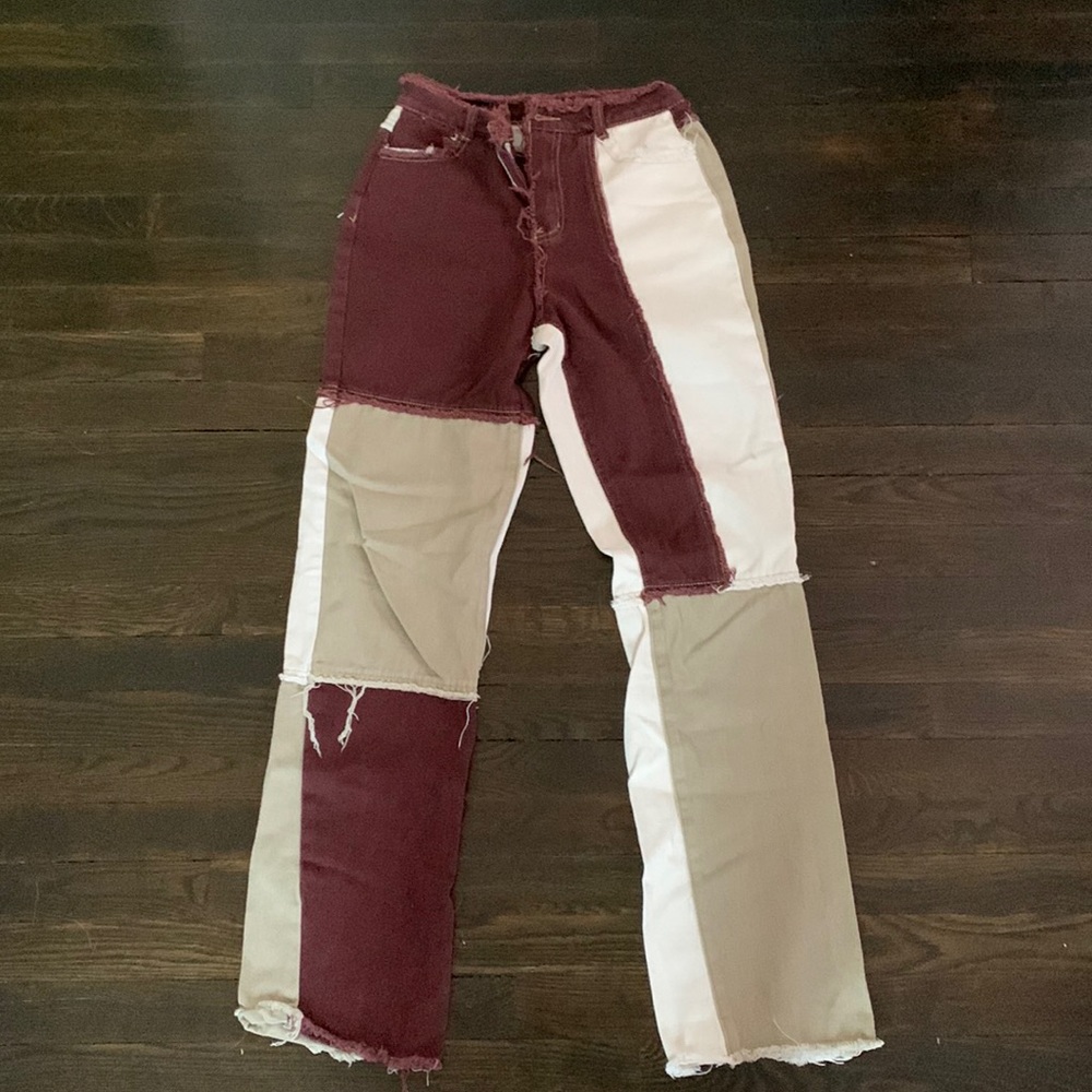 Shein Brown Patched Jeans